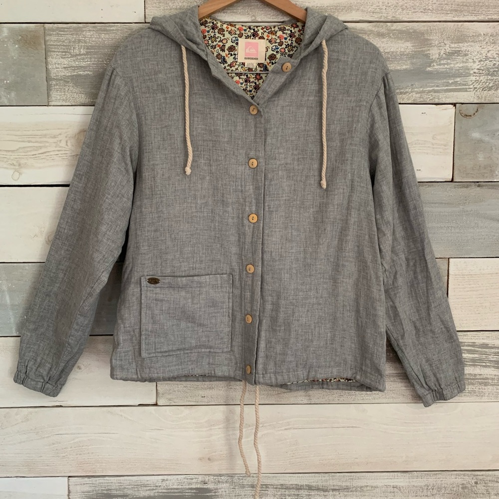 Quiksilver | Gray Chambray Hooded Women's Jacket